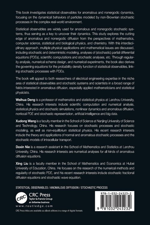 Produktbild: Distribution of Statistical Observables for Anomalous and Nonergodic Diffusions