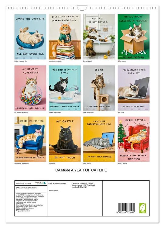Produktbild: CATitude A YEAR OF CAT LIFE (Wall Calendar 2027 DIN A3 portrait), CALVENDO 12 Month Wall Calendar