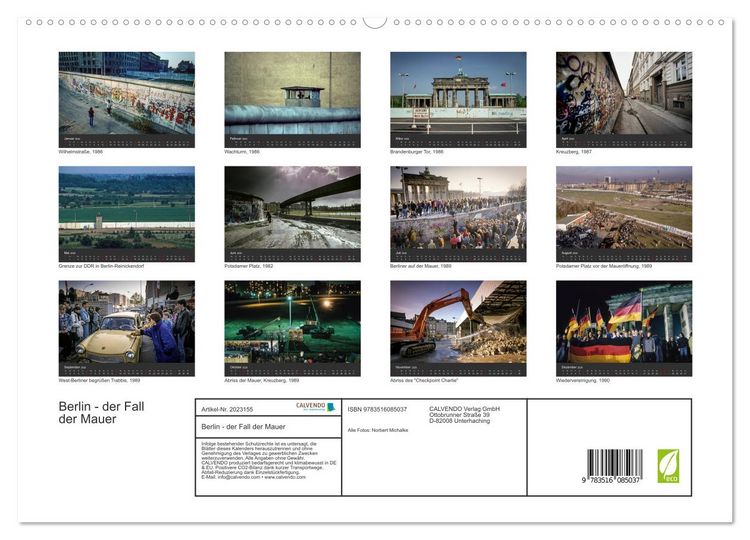 Produktbild: Berlin - der Fall der Mauer (hochwertiger Premium Wandkalender 2026 DIN A2 quer), Kunstdruck in Hochglanz