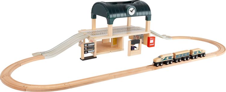 Produktbild: Small foot 11235 - Bahnhof mit Holzeisenbahn und Zubeh&ouml;r, Holz, 31-teilig