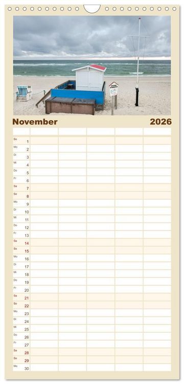 Produktbild: Familienplaner 2026 - Traumstr&auml;nde der Nordsee mit 5 Spalten (Wandkalender, 21 x 45 cm) CALVENDO