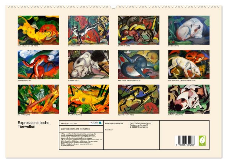 Produktbild: Expressionistische Tierwelten (hochwertiger Premium Wandkalender 2027 DIN A2 quer), Kunstdruck in Hochglanz