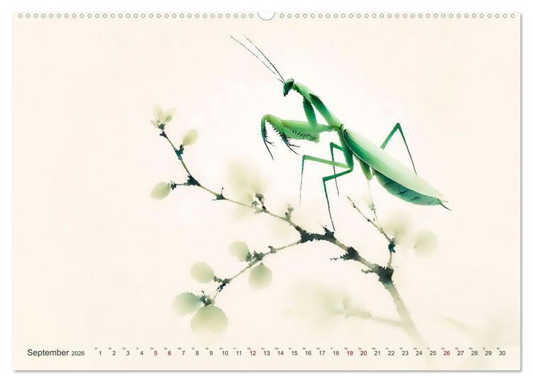 Produktbild: Zen der Natur - Pflanzen und Insekten im Stile der Tuschmalerei (hochwertiger Premium Wandkalender 2026 DIN A2 quer), Kunstdruck in Hochglanz