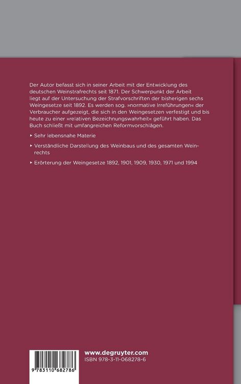 Produktbild: Die Entwicklung des deutschen Weinstrafrechts seit 1871