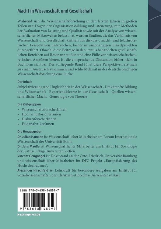 Produktbild: Macht in Wissenschaft und Gesellschaft