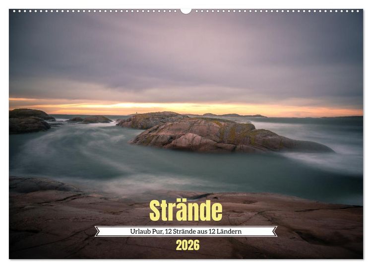 Produktbild: Urlaub Pur, 12 Str&auml;nde aus 12 L&auml;ndern (Wandkalender 2026 DIN A2 quer), CALVENDO Monatskalender