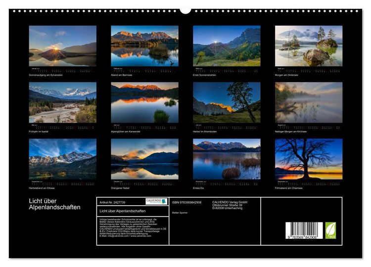 Produktbild: Licht &uuml;ber Alpenlandschaften (hochwertiger Premium Wandkalender 2027 DIN A2 quer), Kunstdruck in Hochglanz