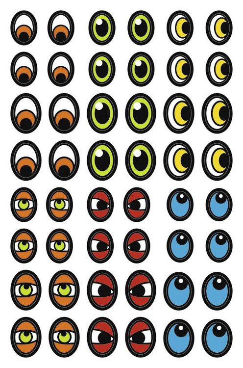 Produktbild: URSUS Dekorationsartikel Sticker Augen, bunt, 100 selbstklebende Stiker