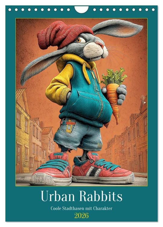 Produktbild: Urban Rabbits. Coole Stadthasen mit Charakter (Wandkalender 2026 DIN A4 hoch), CALVENDO Monatskalender