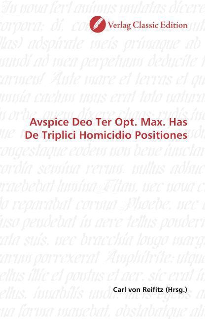 Produktbild: Avspice Deo Ter Opt. Max. Has De Triplici Homicidio Positiones