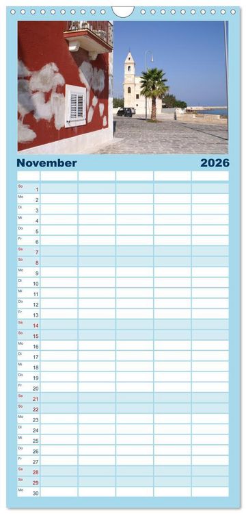 Produktbild: Familienplaner 2026 - Apuliens K&uuml;stenorte mit 5 Spalten (Wandkalender, 21 x 45 cm) CALVENDO