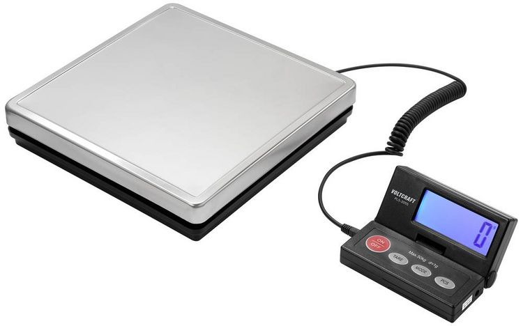 Produktbild: VOLTCRAFT PLS-205S Plattformwaage VC-15445055 W&auml;gebereich (max.) 50 kg Ablesbarkeit 1 g netzbetrieben, batteriebetrieben Edelstahl