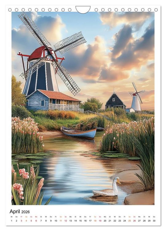 Produktbild: Windm&uuml;hlen - Im Wind der Zeit (Wandkalender 2026 DIN A4 hoch), CALVENDO Monatskalender