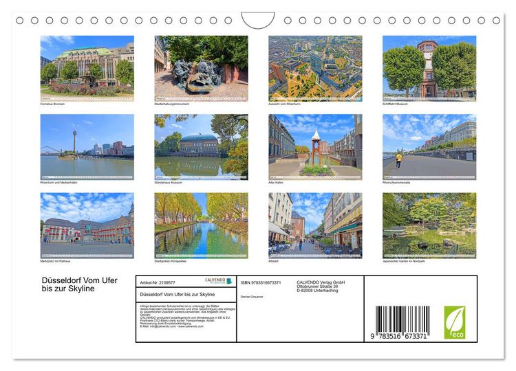 Produktbild: D&uuml;sseldorf Vom Ufer bis zur Skyline (Wandkalender 2026 DIN A4 quer), CALVENDO Monatskalender