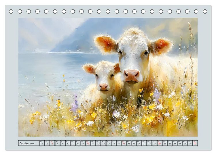 Produktbild: K&uuml;he und K&auml;lber. L&auml;ndliche Idylle (Tischkalender 2027 DIN A5 quer), CALVENDO Monatskalender
