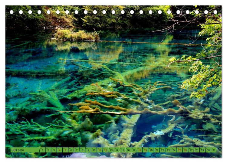 Produktbild: Die magischen Gew&auml;sser von Jiuzhaigou und Huanglong (Tischkalender 2026 DIN A5 quer), CALVENDO Monatskalender