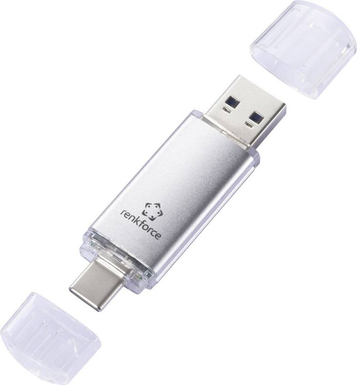 Produktbild: Renkforce RF-USBOS-230 USB-Stick 64GB Silber RF-6688140 USB-A, USB-C&reg;