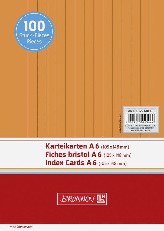 Produktbild: Brunnen Karteikarte A6 lin or 100St