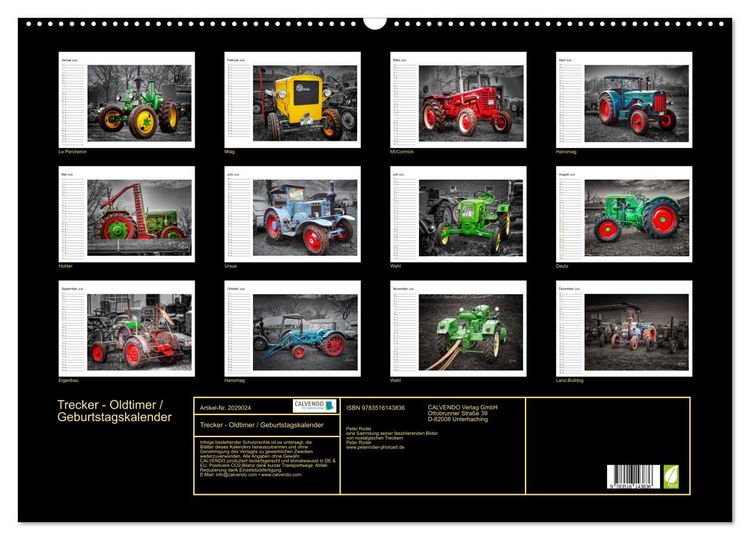 Produktbild: Trecker - Oldtimer / Geburtstagskalender (Wandkalender 2026 DIN A2 quer), CALVENDO Monatskalender