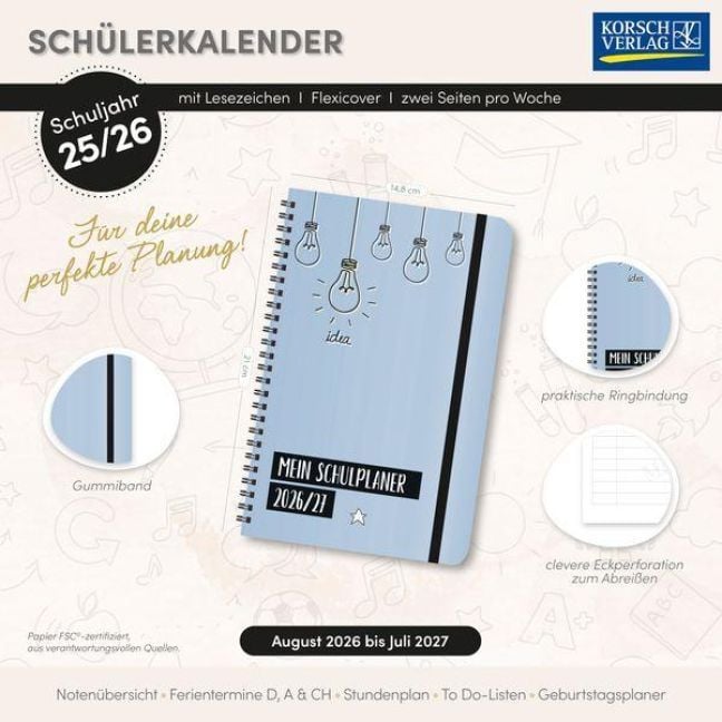 Produktbild: Sch&uuml;lerkalender Light on 2026/2027