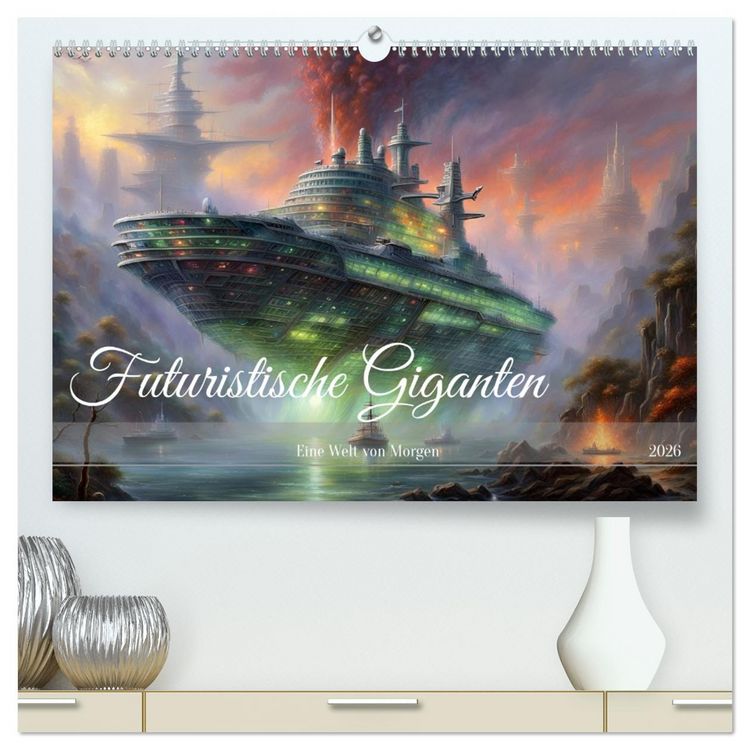 Produktbild: Futuristische Giganten Eine Welt von Morgen (hochwertiger Premium Wandkalender 2026 DIN A2 quer), Kunstdruck in Hochglanz