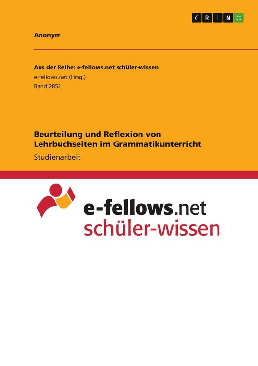 Produktbild: Beurteilung und Reflexion von Lehrbuchseiten im Grammatikunterricht