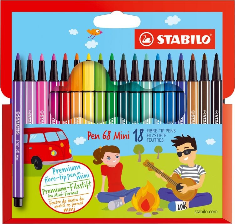 Produktbild: STABILO Premium-Filzstift - Pen 68 Mini - 18er Pack - mit 18 verschiedenen Farben