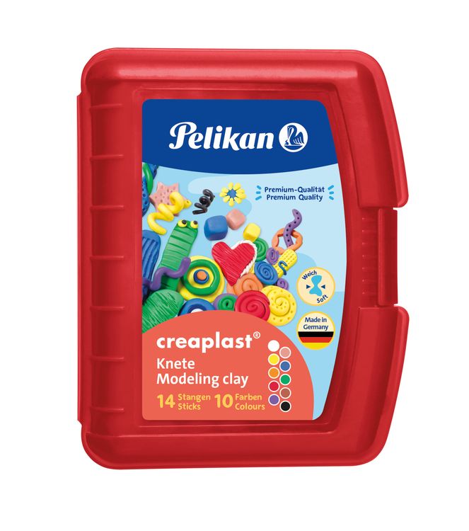 Produktbild: Pelikan Kinderknete Creaplast® 10 Farben im roten Etui, 240g