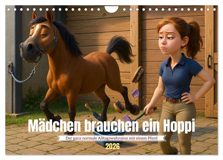 Produktbild: M&auml;dchen brauchen ein Hoppi (Wandkalender 2026 DIN A4 quer), CALVENDO Monatskalender