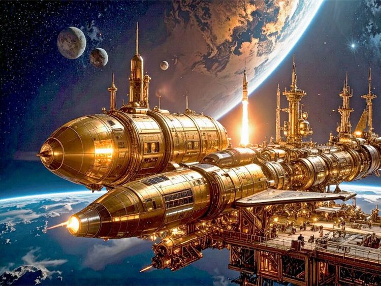 Produktbild: CALVENDO Puzzle Andockman&ouml;ver von Flashcube III und Brassliner II an eine Raumstation | 1000 Teile Lege-Gr&ouml;&szlig;e 64x48cm Foto-Puzzle f&uuml;r gl&uuml;ckliche Stund
