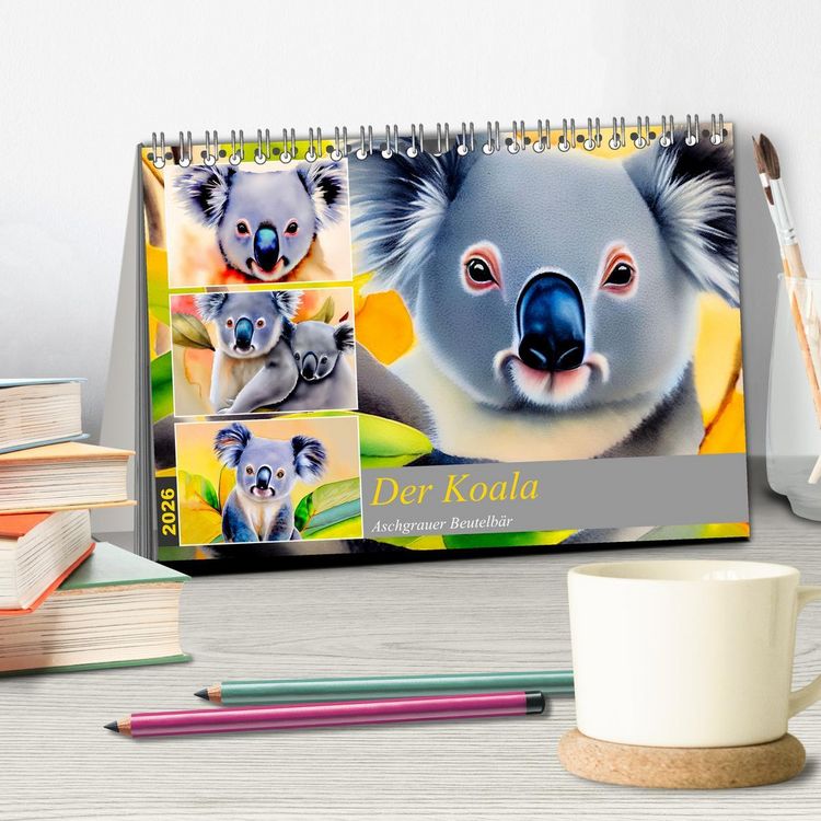 Produktbild: Der Koala 2026. Aschgrauer Beutelb&auml;r (Tischkalender 2026 DIN A5 quer), CALVENDO Monatskalender