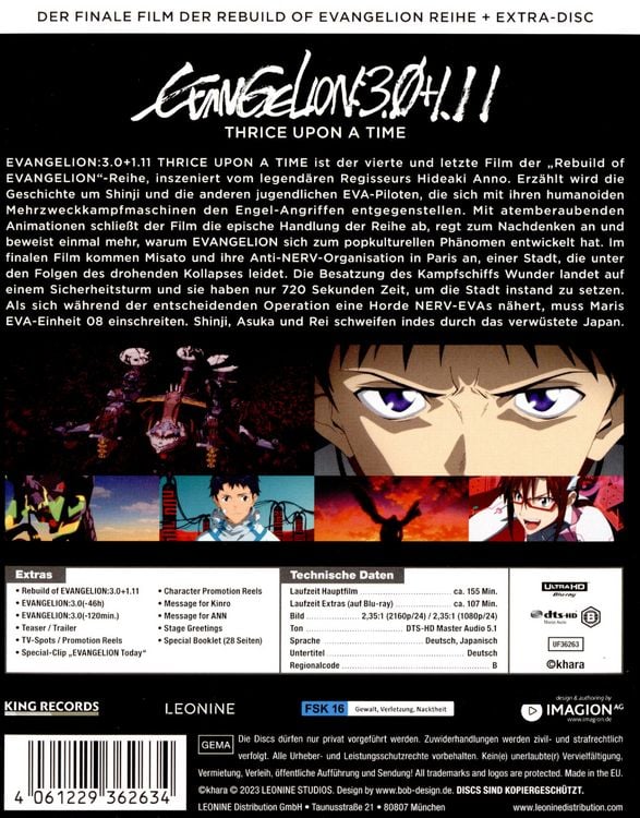 Produktbild: Evangelion: 3.0+1.11 Thrice Upon a Time - Mediabook - Special Edition (2 4K Ultra HDs) (+ Blu-ray)