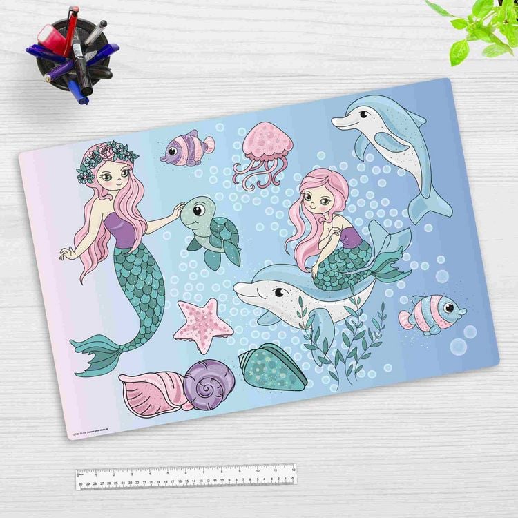 Produktbild: Cover-your-desk Schreibtischunterlage f&uuml;r Kinder Meerjungfrauen unter Wasser, aus hochwertigem Vinyl , 60 x 40 cm
