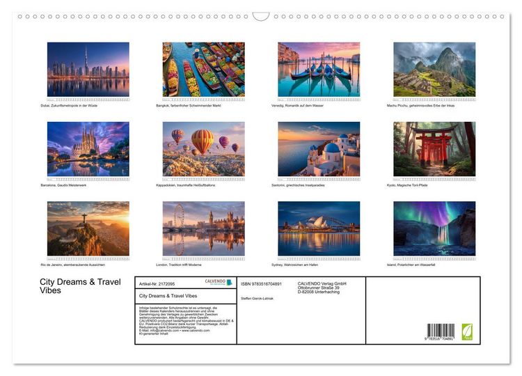 Produktbild: City Dreams & Travel Vibes (Wandkalender 2026 DIN A2 quer), CALVENDO Monatskalender