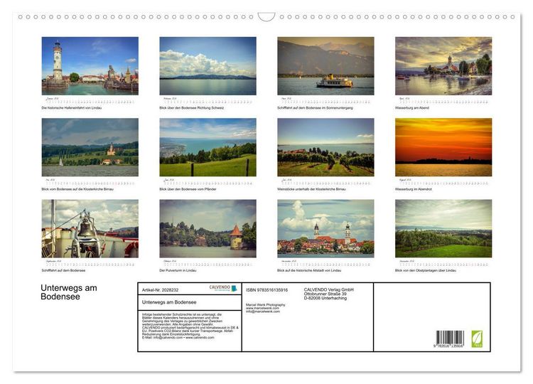 Produktbild: Unterwegs am Bodensee (Wandkalender 2026 DIN A2 quer), CALVENDO Monatskalender