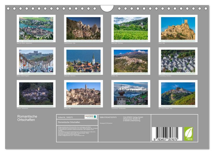 Produktbild: Romantische Ortschaften (Wandkalender 2026 DIN A4 quer), CALVENDO Monatskalender