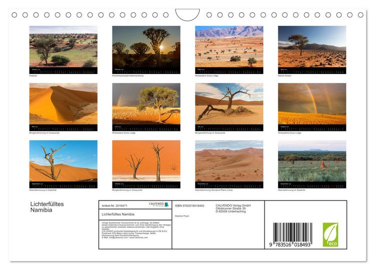Produktbild: Lichterf&uuml;lltes Namibia (Wandkalender 2026 DIN A4 quer), CALVENDO Monatskalender