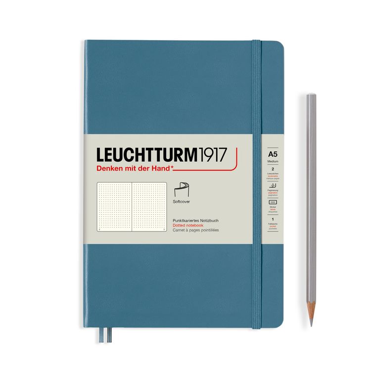 Produktbild: LEUCHTTURM1917 Notizbuch Medium (A5), Softcover, 123 nummerierte Seiten, Stone Blue, Dotted