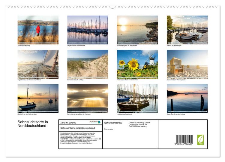 Produktbild: Sehnsuchtsorte in Norddeutschland (hochwertiger Premium Wandkalender 2026 DIN A2 quer), Kunstdruck in Hochglanz