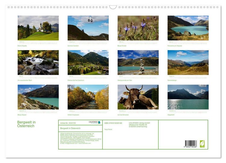 Produktbild: Bergwelt in &Ouml;sterreich (Wandkalender 2026 DIN A2 quer), CALVENDO Monatskalender
