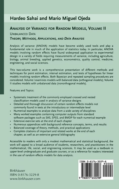 Produktbild: Analysis of Variance for Random Models, Volume 2: Unbalanced Data