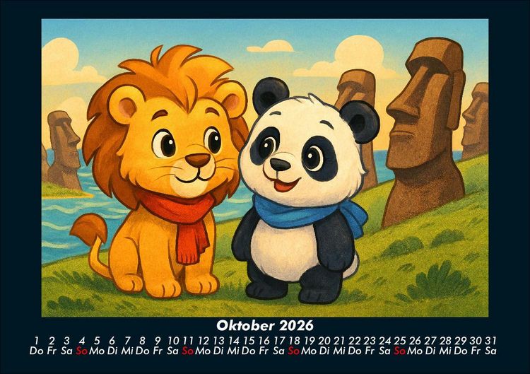 Produktbild: Buschi und Pippin - Reise zu den Weltwundern 2026 Fotokalender DIN A5