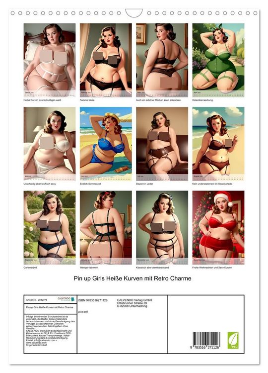 Produktbild: Pin up Girls Hei&szlig;e Kurven mit Retro Charme (Wandkalender 2026 DIN A3 hoch), CALVENDO Monatskalender