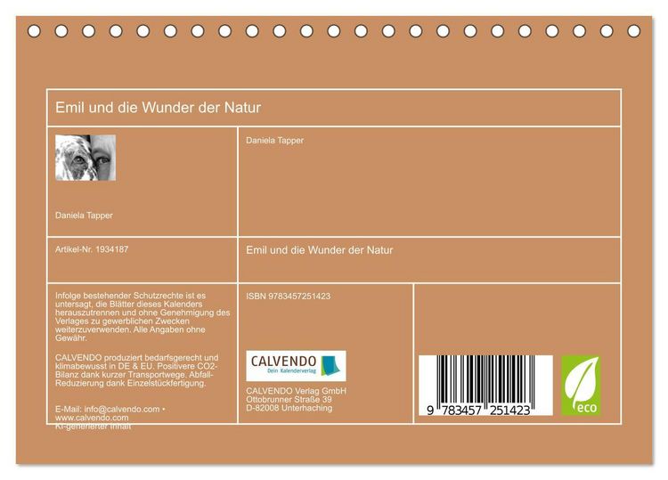 Produktbild: Emil und die Wunder der Natur (Tischkalender 2026 DIN A5 quer), CALVENDO Monatskalender
