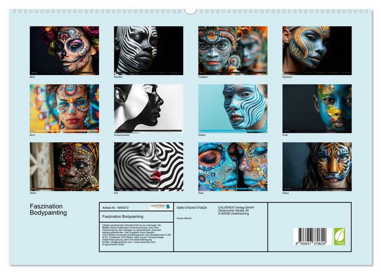 Produktbild: Faszination Bodypainting (hochwertiger Premium Wandkalender 2026 DIN A2 quer), Kunstdruck in Hochglanz
