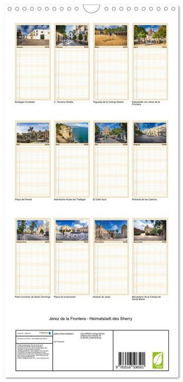Produktbild: Familienplaner 2026 - Jerez de la Frontera - Heimatstadt des Sherry mit 5 Spalten (Wandkalender, 21 x 45 cm) CALVENDO