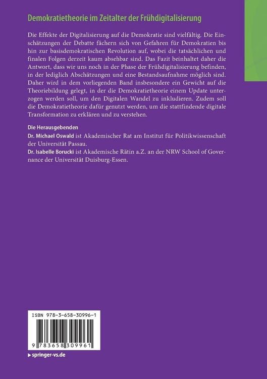 Produktbild: Demokratietheorie im Zeitalter der Fr&uuml;hdigitalisierung