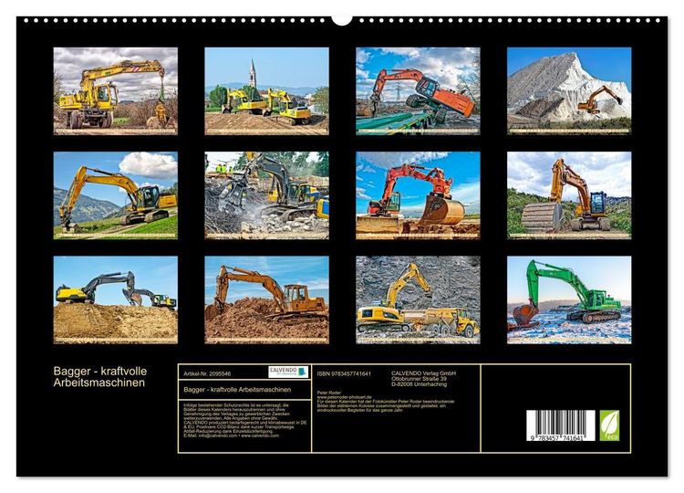 Produktbild: Bagger - kraftvolle Arbeitsmaschinen (hochwertiger Premium Wandkalender 2026 DIN A2 quer), Kunstdruck in Hochglanz