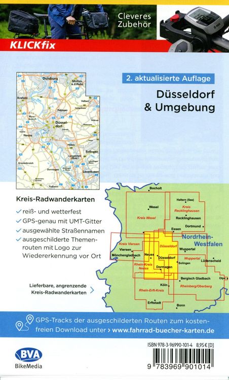 Produktbild: BVA Radwanderkarte D&uuml;sseldorf & Umgebung mit Knotenpunkten der RadRegionRheinland 1:50.000
