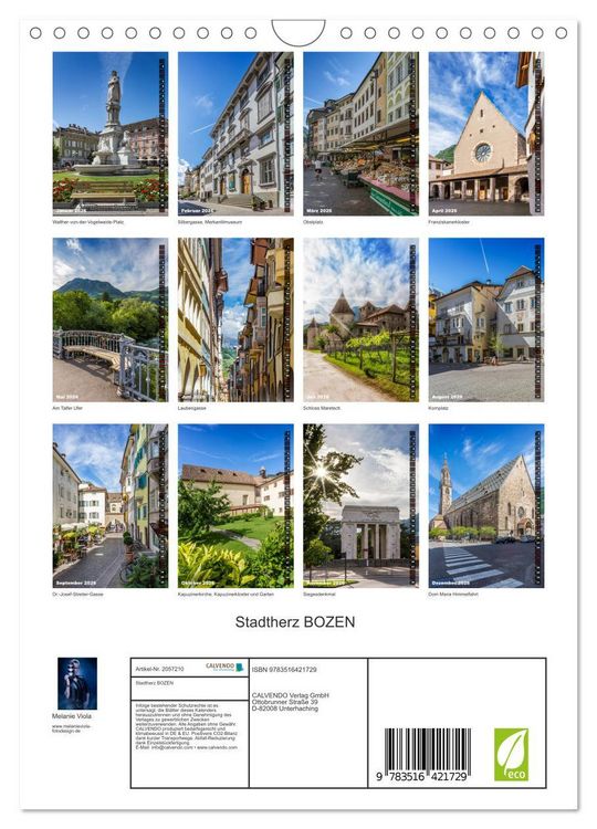Produktbild: Stadtherz BOZEN (Wandkalender 2026 DIN A4 hoch), CALVENDO Monatskalender